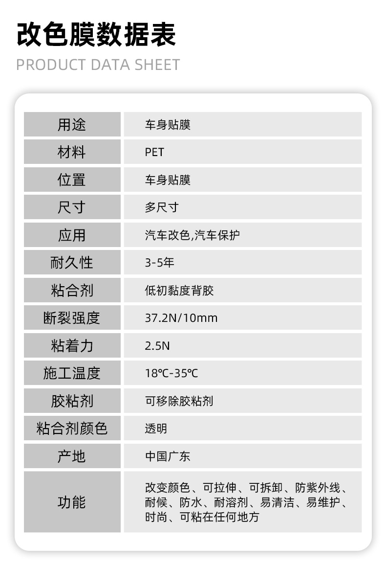 PET Self-repair Car Gradient Color Changing Film Thermal Repair Painting Car Film Personalized Car Paint Color Changing Film