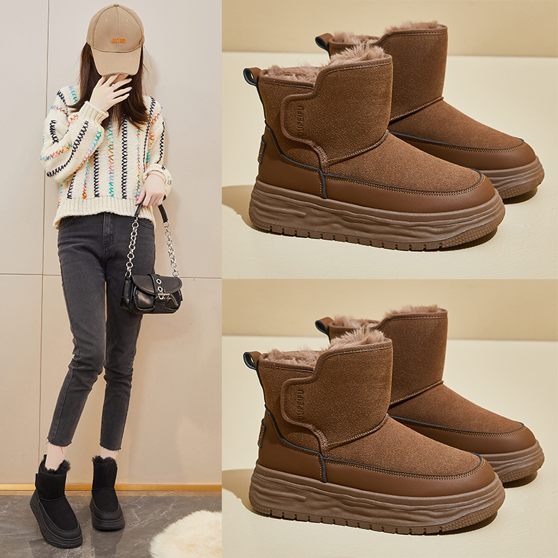Botas de Nieve Térmicas para Mujer de Tela, Algodón y Peluche Sintético para Uso Diario