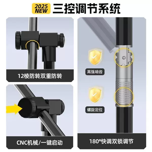 Fishing umbrella with cane handle, universal large fishing umbrella, double-layer thickened black-coated sun protection, wind-resistant, rainproof umbrella for fishing