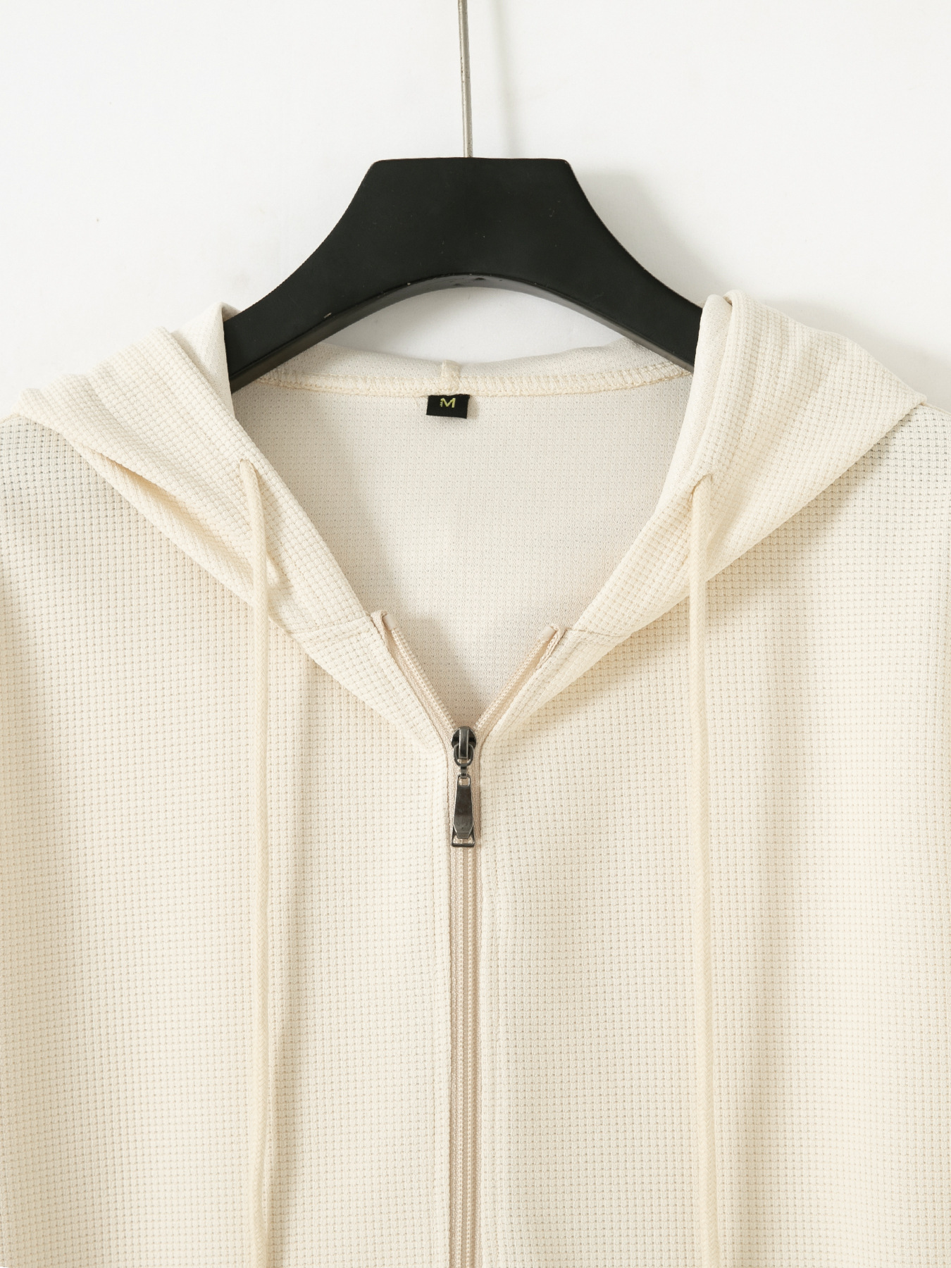 Men's Waffle Knit Hooded Zip Up Jacket For Spring And Autumn_voghion.com