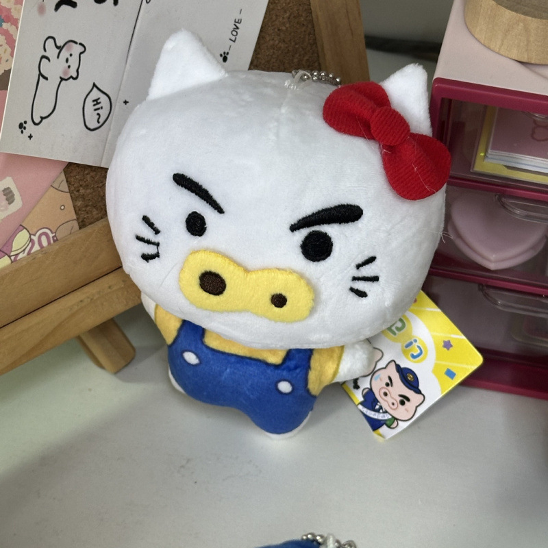 黑色草帽kitty帽宝宝挂件爱心扣公仔玩偶可爱赫本风挂饰钥匙扣|undefined