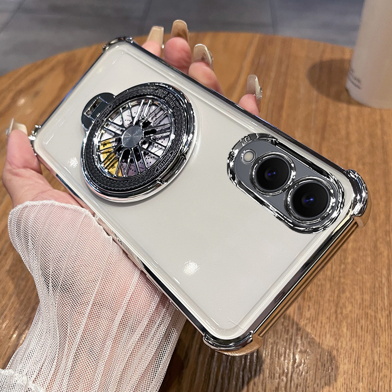 Aplicable a Samsung S26U / S25 caja de teléfono móvil descomprimida galvanizado cuatro ángulos a prueba de caídas A37 cabeza de dedo giroscopio succión caja de soporte magnético