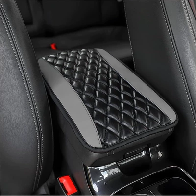 Amazon's new car armrest box, Armrest box pad - assembled-diamond-shaped-gray-armrests