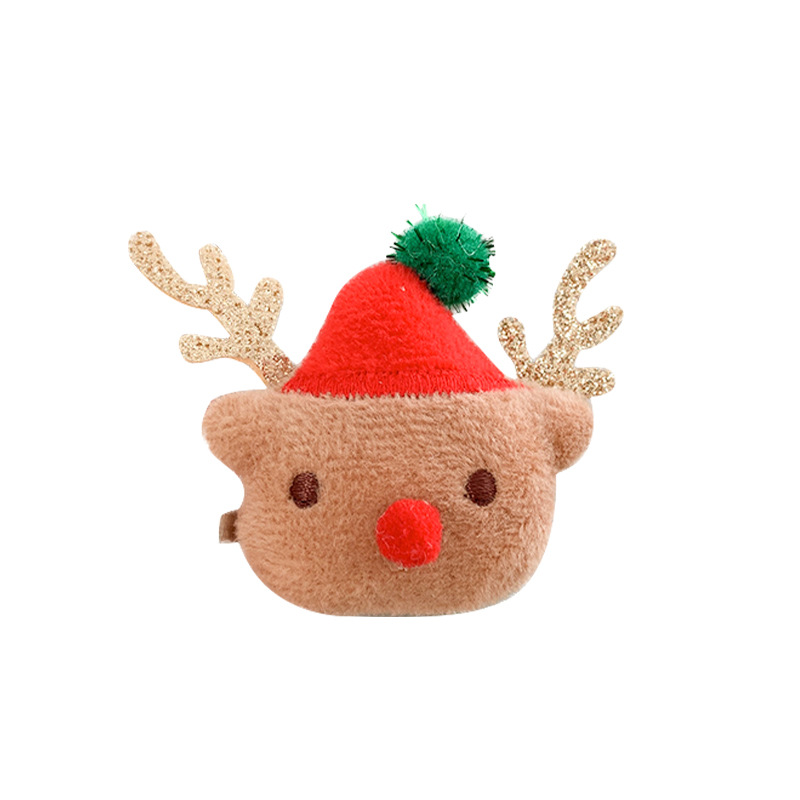 Christmas gift Christmas brooch new cute plush hairpin elk badge pin cartoon Christmas accessories small gift decorations_voghion.com