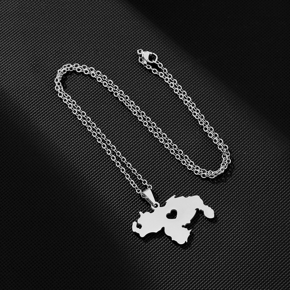 Simple Style Style Simple Style Map Customization Laser Engraving Titanium Steel Unisex Pendant Necklace Men Pendant Necklaces
