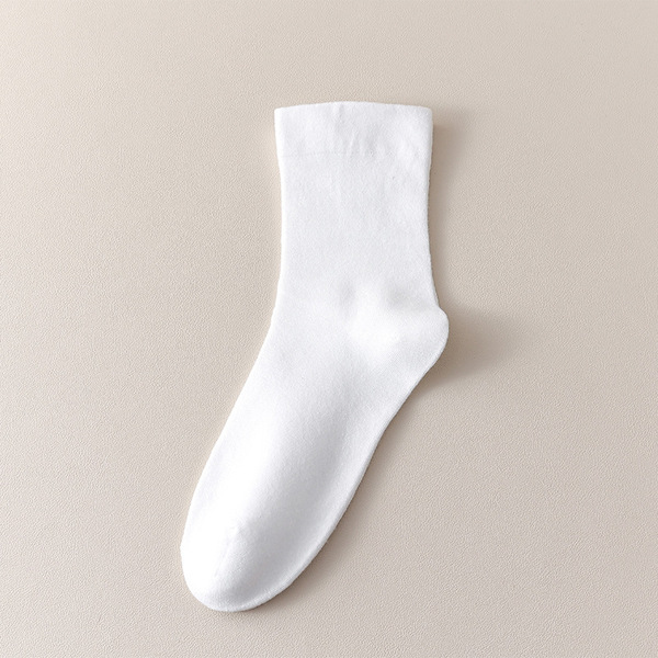 Zhuji Socks Pure Cotton Women's Socks for Spring and Summer, Sweat-Absorbent, Odor-Resistant, Mid-Calf Seamless Socks, Maternity Socks, All-Cotton White Stacking Socks