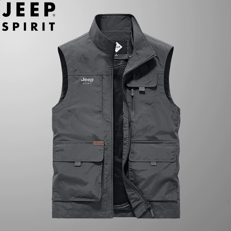 JEEP Jeep 2024 весенне-осенний стоячий воротник новый сетчатый многокарманный жилет