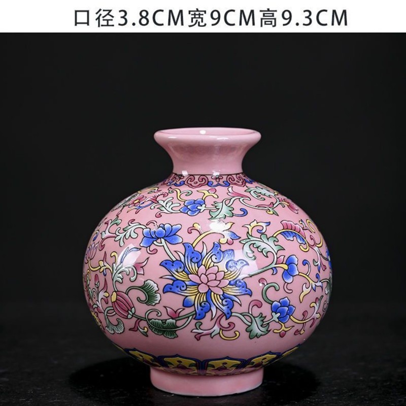 Vaso de escritorio de cerámica de porcelana pequeña boca mini hidroponía de flores retrógradas botellas de flores de porcelana