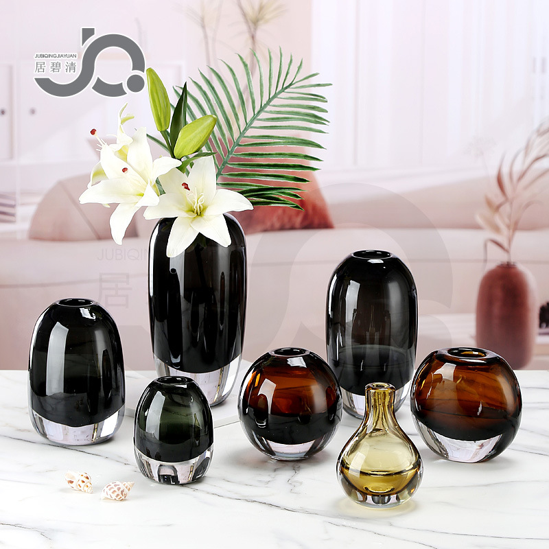 Minimalist Creative Glass Vase Hydroponic Fresh Flower Arrangement Craft Hall Decor Home Decor Dining Table Glass Ornament Soft Furnishing Flower Arrangement