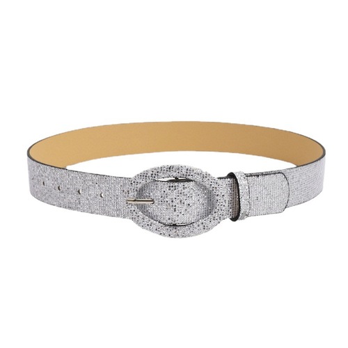  Glitter Belt European and American Foreign Trade Fashion Women's Japanese Buckle Shiny PU Belt Women's Wholesale