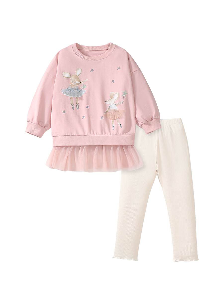 Little Maven personalizado otoño manga larga niñas traje de malla europea y americana traje de niños de dibujos animados traje de niñas
