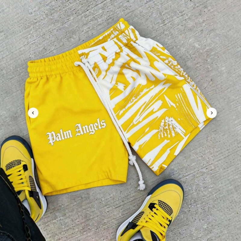 Source Factory European and American Trendy Brand Beach Shorts for Men Palm Angels Graffiti Print Five-Point Shorts Wholesale in Stock
