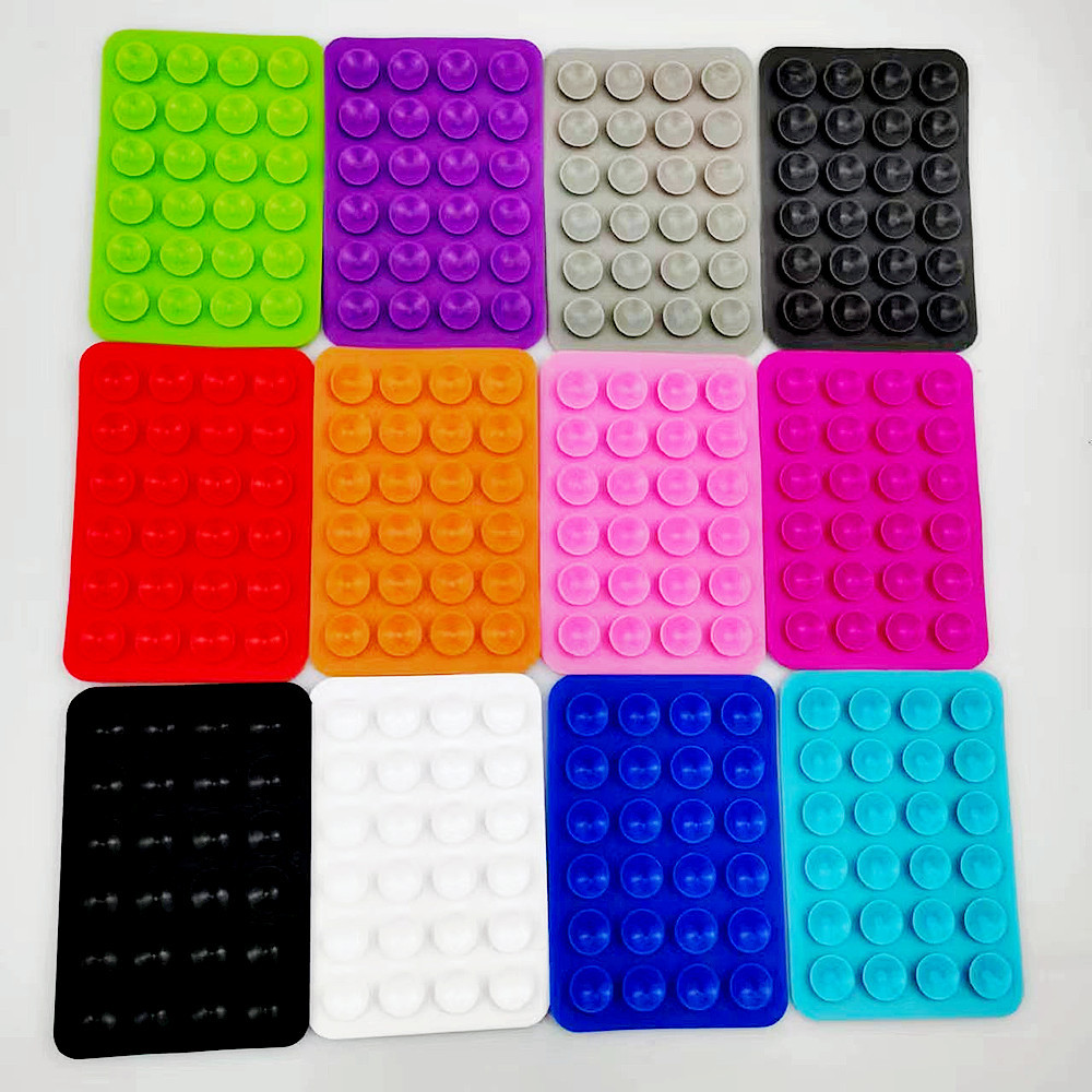 24 Silicone Suction Cups, 24 Single-Sided Suction Cups, Square Adhesive Backing, Non-Slip, Stable, Movable Phone Holder, Thin Version