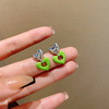 Green advanced earrings, light luxury style, bright catchy style, high-quality style