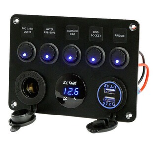 Boat type 5 3 Cat's Eye Switch combination panel with USB voltmeter cat's eye Panel Room car yacht modification