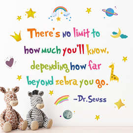 there's苏斯博士彩色字母家居墙贴纸儿童房装饰跨境可移除 PH3100