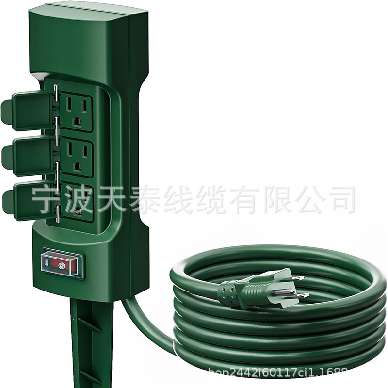 户外电源桩,Kasonic 6 插座延长线电源板,双面带防风雨安全翻盖盖