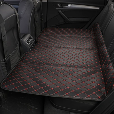 Vehicle-mounted inflatable bed, Pad, Foldable Back Seat Convertible - extra-large-thickened-14090-black-red-line-no-need-to-inflate-foldable
