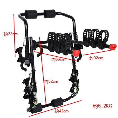 Universal Sixth-Generation Bicycle Rack, Rear Rack, Car Suspension Rack, Non-Blocking License Plate, Rear-Mounted Bicycle Holder (Car bike rack) - classic-high-carbon-steel-triple-hanger
