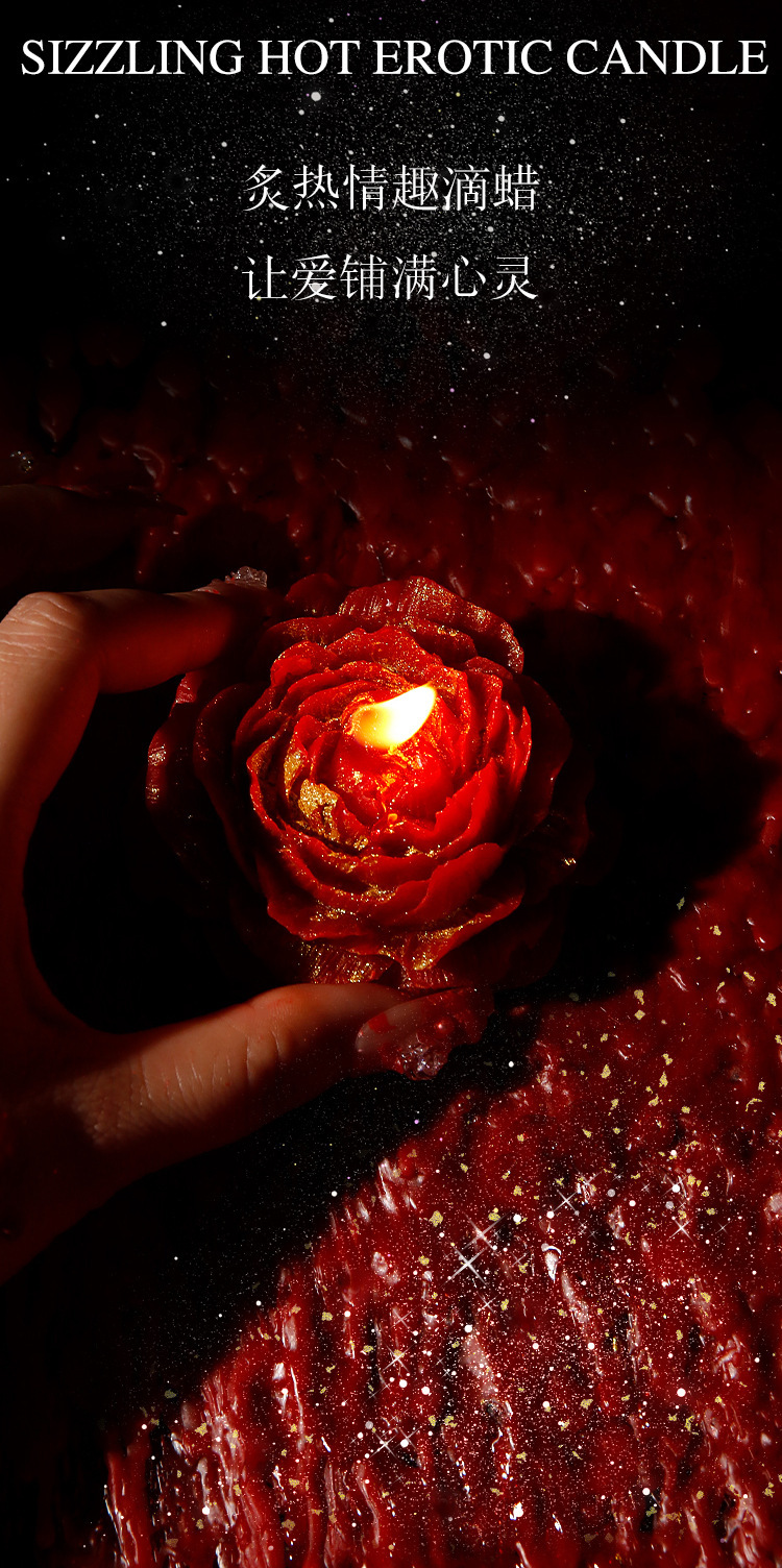 Low-Temperature Gold-Plated Soy Wax Candle for Couples, Red Peony Design — detail image 19