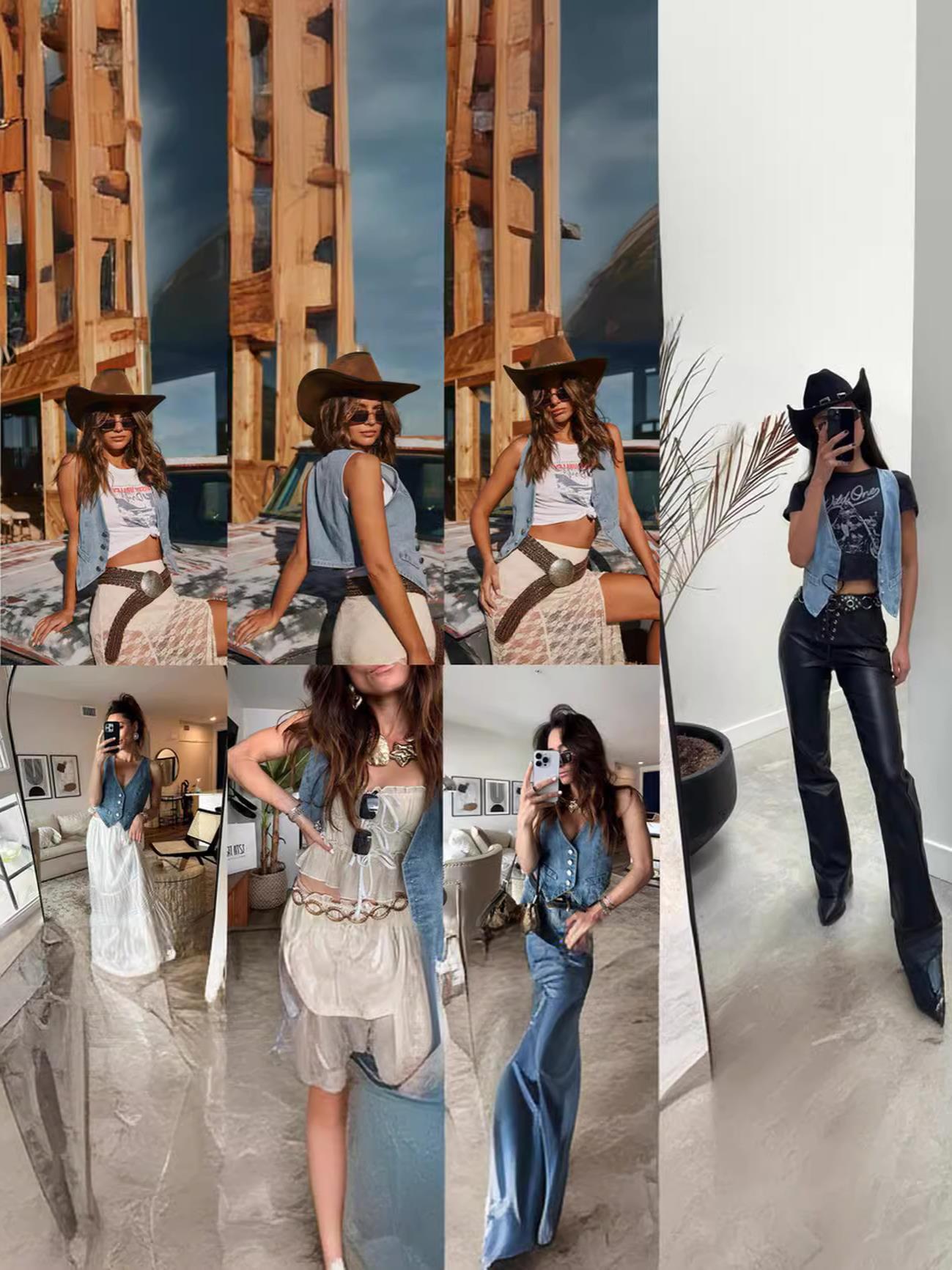 Transfronterizo TEMU comercio exterior DY Europa y los Estados Unidos suministro transfronterizo Amazon retro ocio moda chaleco de vaqueros mujer image 1