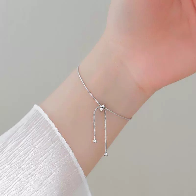 Coreano simple pulsera de tracción de hueso de serpiente ajustable corta y larga pulsera de tobillas de chicas estudiantes en el conjunto de collar de tobillas