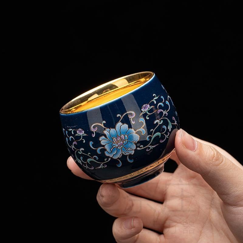 New Chinese Style Tea Cup Luxury Tea Set Pure Gold Cup Kung Fu High-End Household Single Cup 24K Enamel Master