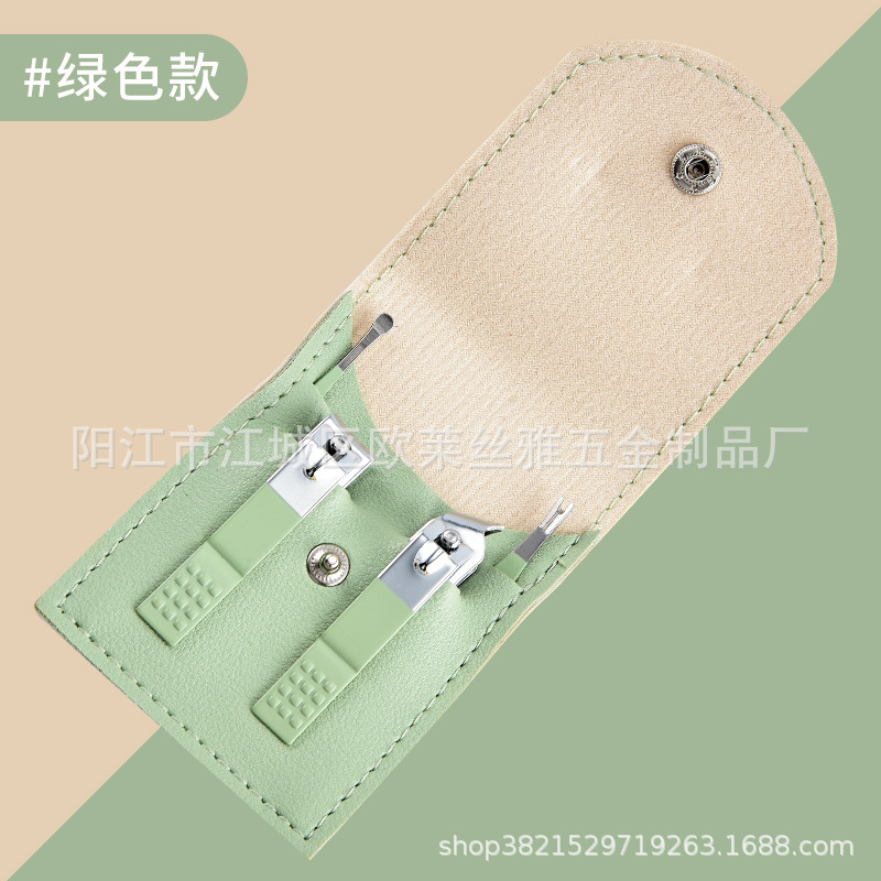 Fabricante de bolsas de hebilla Spot Juego de cortaúñas Juego de cortaúñas Juego de 4 piezas Bolsa de hebilla plegable Herramienta de manicura portátil