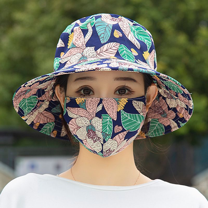 Nuevo sombrero de sombrero de sol para mujeres de verano toda la cara tipo sombrero de protección solar que cubre la cara anti-UV sombrero de trabajo seco sombrero de té sombrero de sol