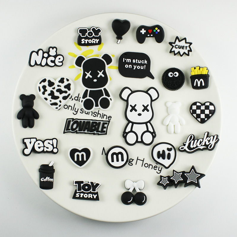 Black and White Violent Bear Pvc Soft Rubber Accessories iPad Mobile Phone Case DIY Hole Shoe Decoration Shoe Flower Buckle Water Cup Sticker Accessories Black and White Violent Bear Pvc Soft Rubber Accessories iPad Mobile Phone Case DIY Hole Shoe Decoration Shoe Flower Buckle Water Cup Sticker Accessories