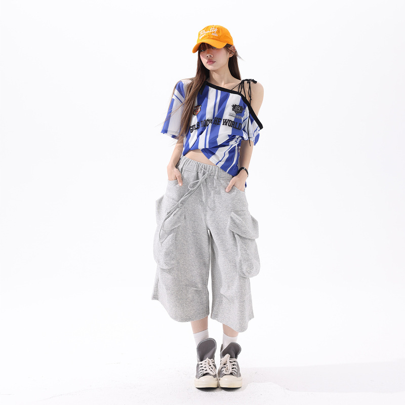 Women's Cargo Wide-Leg Sports Casual Pants with Large Pockets, 2026 Spring/Summer New High-Waisted Lazy Style Slimming Cropped Pants Women's Cargo Wide-Leg Sports Casual Pants with Large Pockets, 2026 Spring/Summer New High-Waisted Lazy Style Slimming Cropped Pants