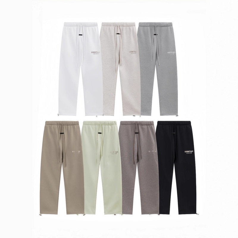Top Brand Essentials Hhh American-Style Trendy Brand Gold Letter Print Unisex Fleece-Lined Casual Straight-Leg Sweatpants Cotton
