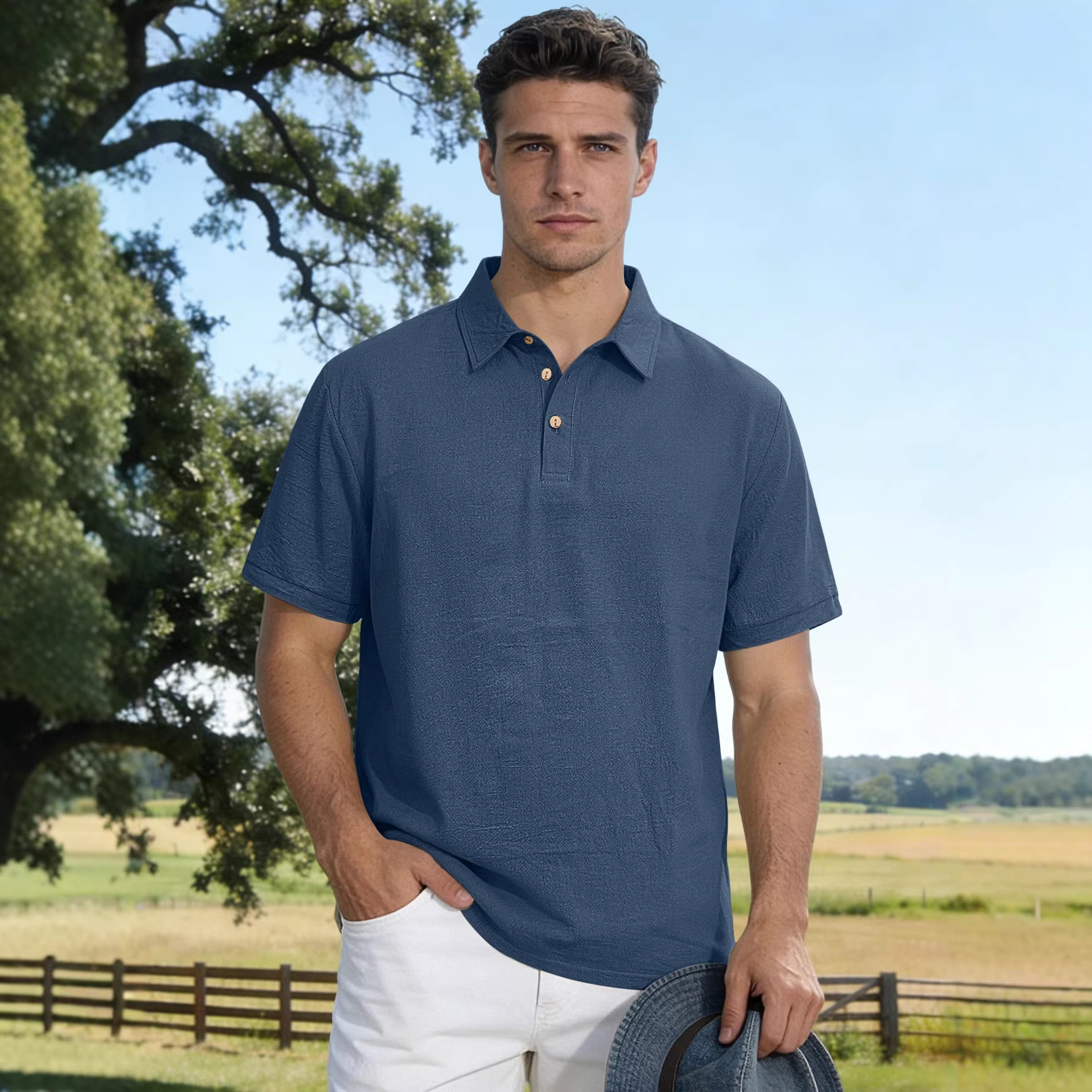 Transfronterizos Europa y América Amazon directo para el nuevo hombre polo de color sólido camiseta de negocios de alta gama camiseta de manga corta
