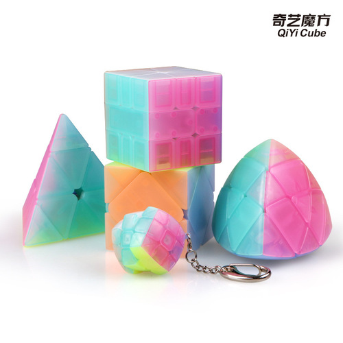 Qiyi jelly color Rubik's Cube third-order, fourth- and fifth-order pyramid Maple Leaf Rubik's Cube cross-border competition children's educational toy