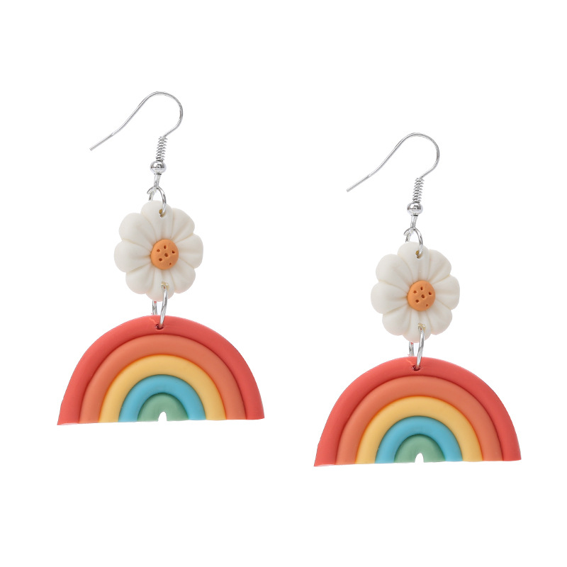 Cute Rainbow Soft Clay Earrings display picture 5