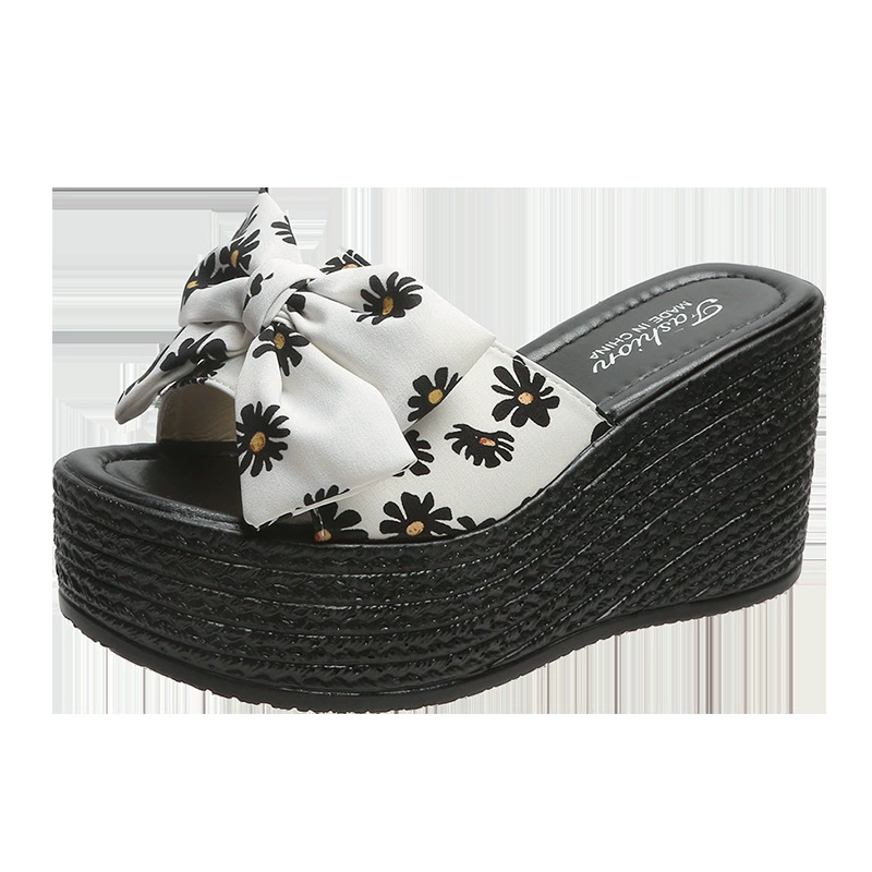 Summer slippers, comfortable fashionable footwear with bow, 2023, plus size
