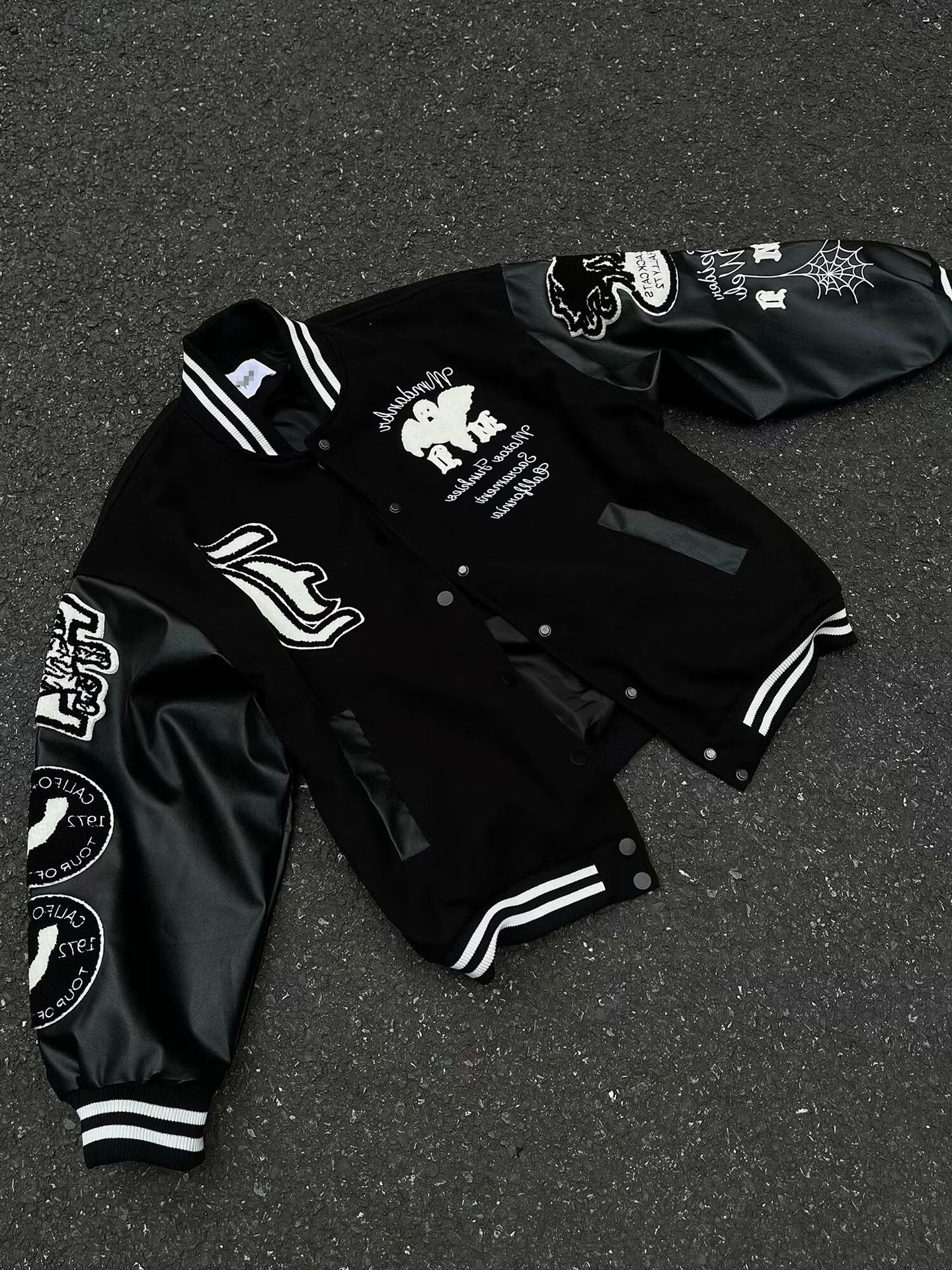 Pánske oblečenie Retro Street Fashion Brand Embroidery Patchwork Baseball Uniform Jesenná a zimná High Street Hip Hop Loose Jacket_voghion.com