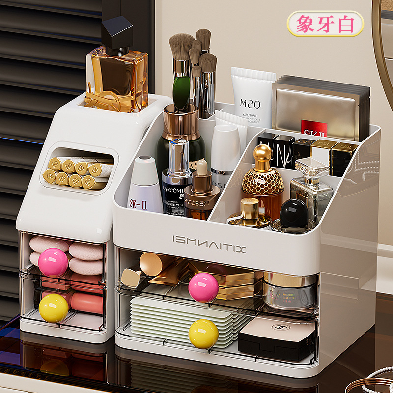 Caja de almacenamiento de cosméticos, escritorio, caja de almacenamiento de alta calidad, tocador de gran capacidad, productos para el cuidado de la piel, máscara de lápiz labial, estante de almacenamiento