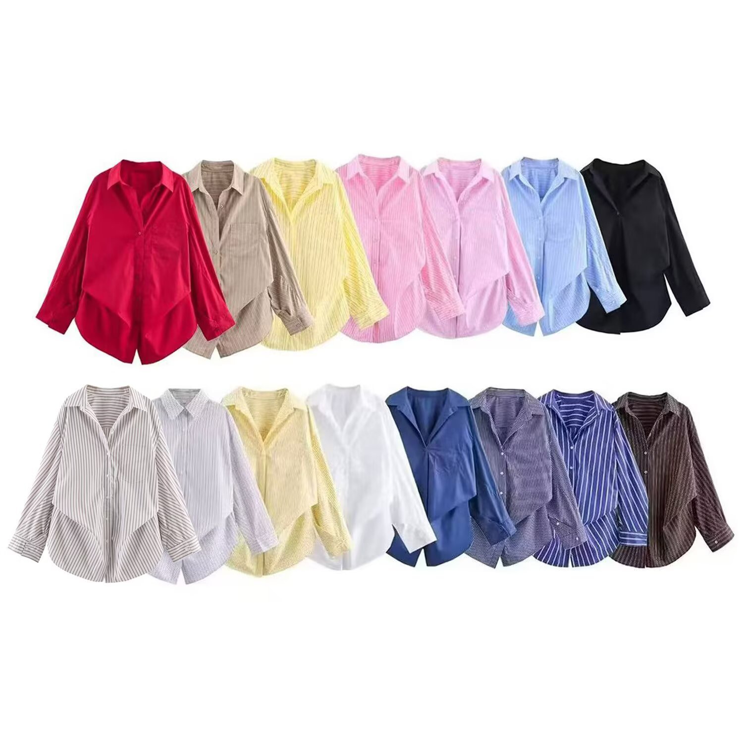 Effortless Elegance: Women's Loose Fit Batwing Sleeve Poplin Shirt With Turn-Down Collar, Casual Comfort For Daily Wear_ecoleips.com