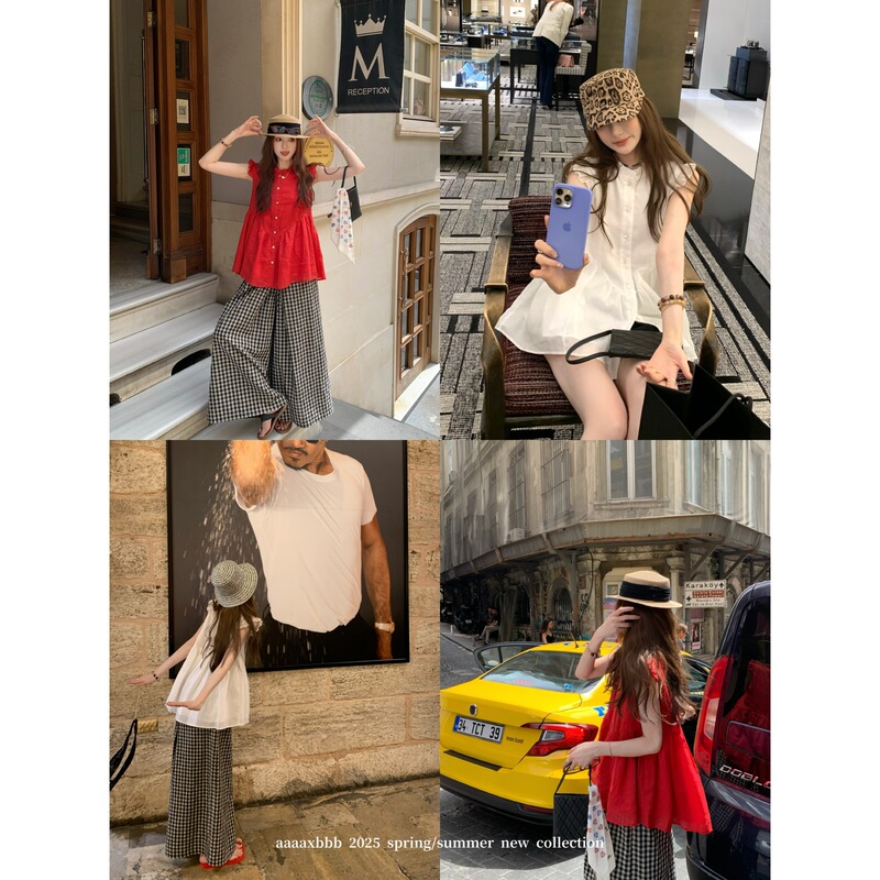 Axbbb Florence Palette Two-Color Tencel Linen Small Flying Sleeve Top Lace Hem T-Shirt Axbbb Florence Palette Two-Color Tencel Linen Small Flying Sleeve Top Lace Hem T-Shirt