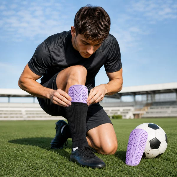 Football Shin Guards Universal Double-Layered with Insert Pads Youth Professional Anti-Collision Shin Socks Football Training Equipment