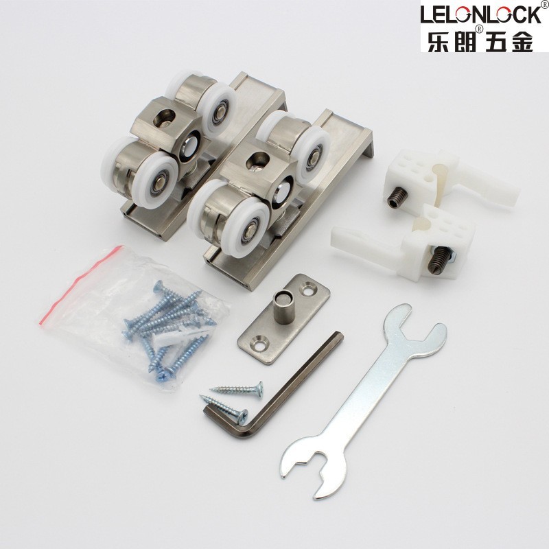 Personalizado conjunto completo de puertas de madera pista polea puerta deslizante polea puerta deslizante hardware rodamiento de nylon silencioso polea