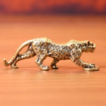 创意纯黄铜实心一路爆发金钱豹手把件古玩摆件随身把玩收藏品摆件