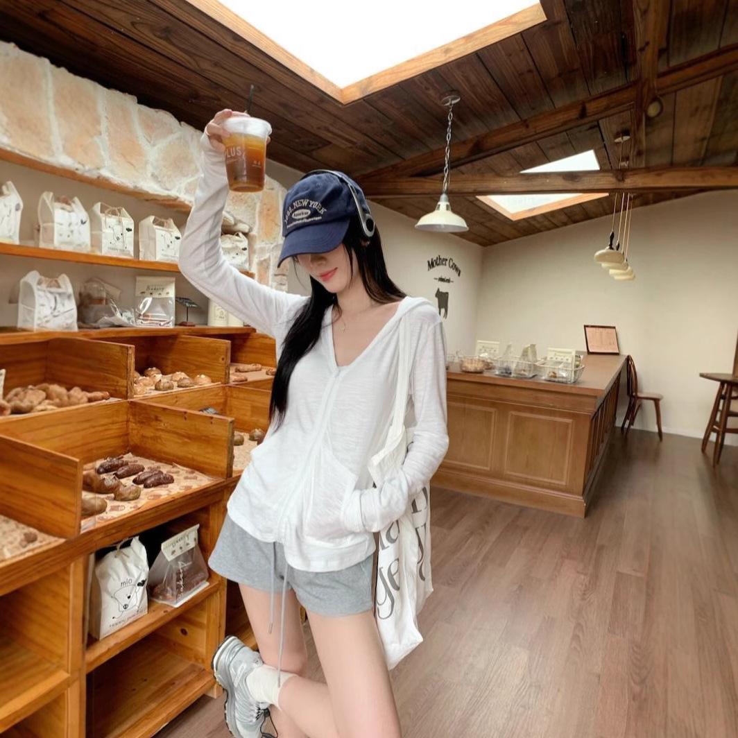 [제조사 직배송] 스포츠 슈트 여성 자외선 차단 후드 탑 캐주얼 팬츠 투피스 세트