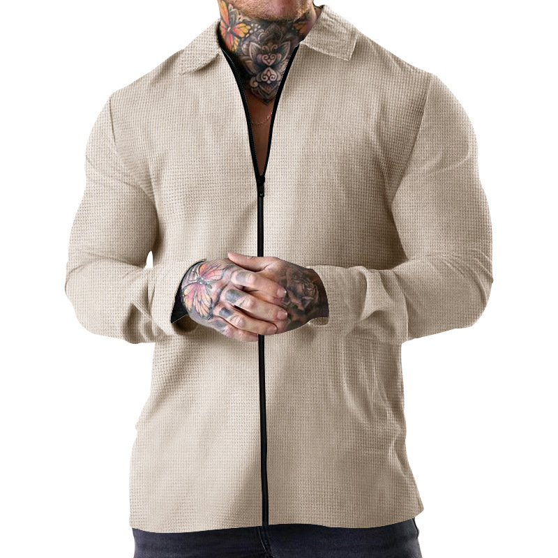 2025 New Waffle Tops Men's Lapel Tops Trendy Men's Outdoor Sports Tops for Young and Middle-Aged Men 2025 New Waffle Tops Men's Lapel Tops Trendy Men's Outdoor Sports Tops for Young and Middle-Aged Men