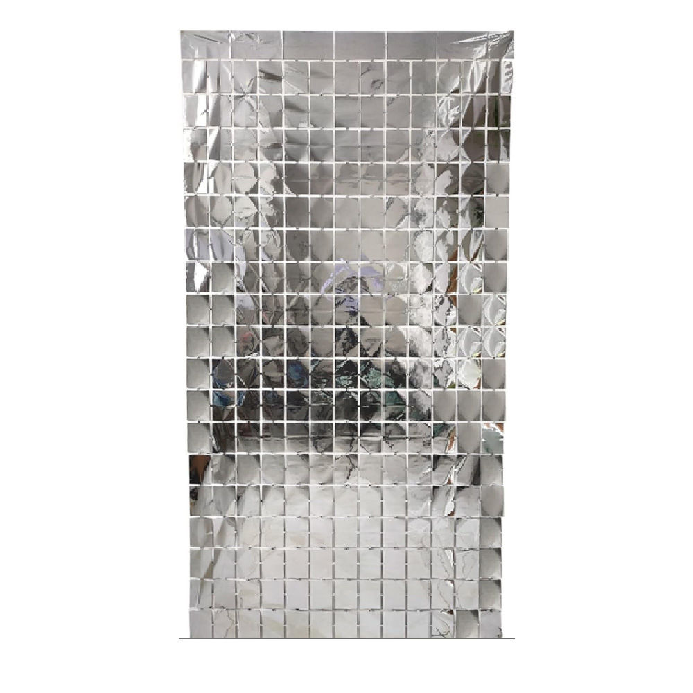 Cuadrado cuadrado cortina de seda de lluvia decoración de la pared de fondo 1 * 2m decoración brillante fábrica al por mayor comercio exterior