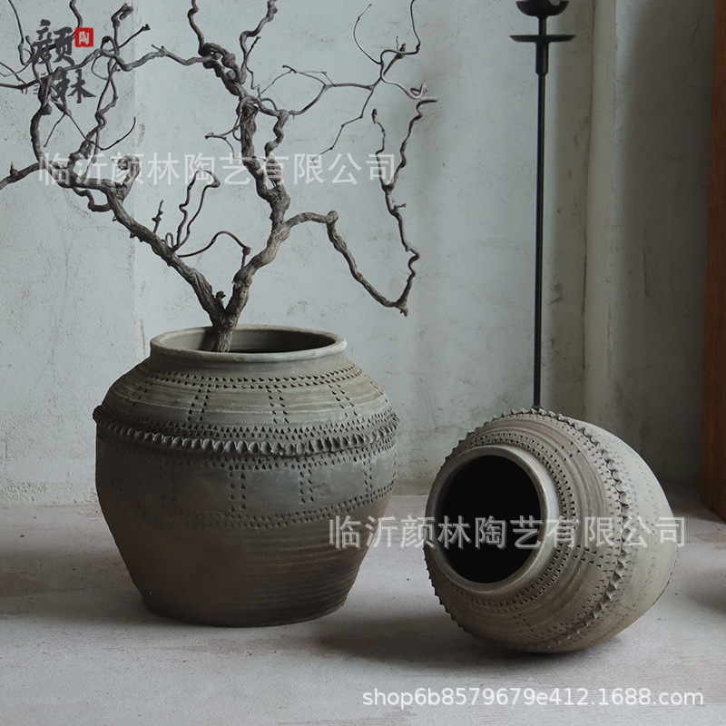 Antigüedad gran barro de barro herencia cultural intangible vasijas hechas a mano vasijas de suelo vasijas de cerámica floral cerámica de decoración paisajística de vivienda residencial