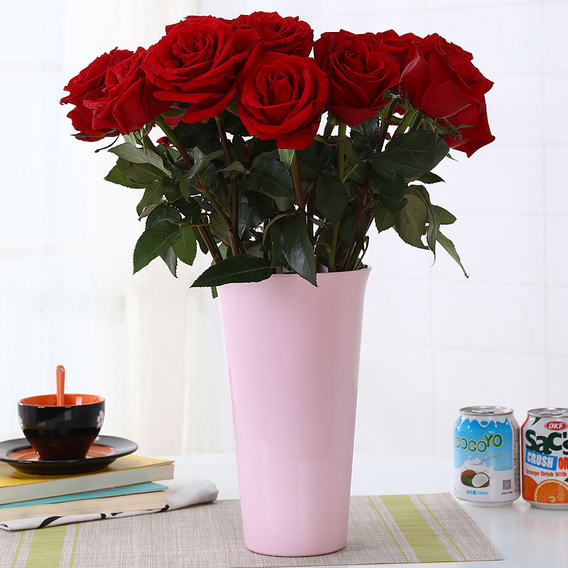 Flores creativas decoradas sala de estar TV gabinete entrada flores rosa lirio vasos hidropónicos simples estilo nórdico image 4