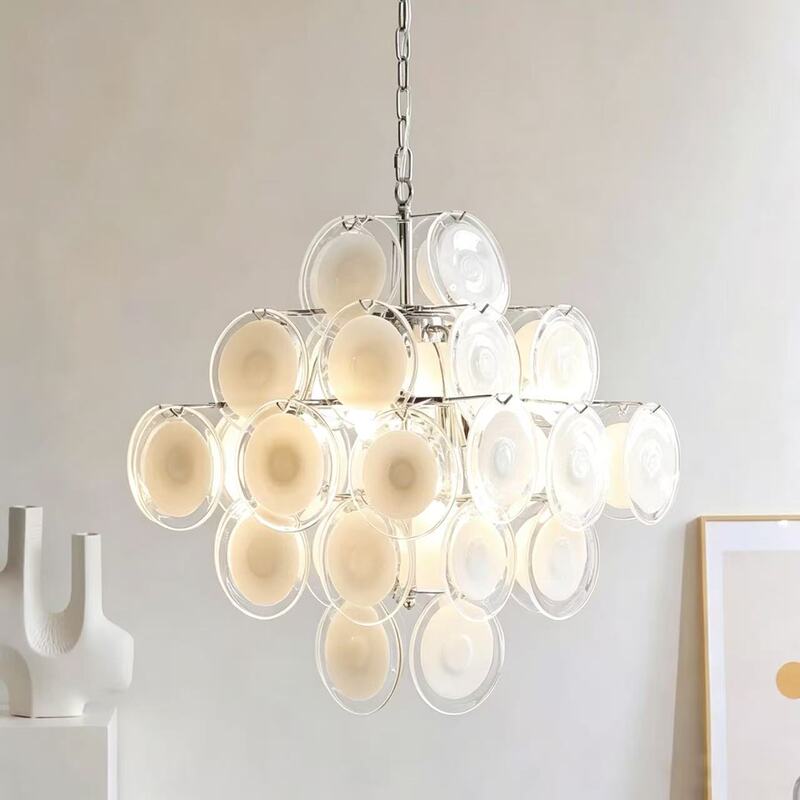 Cross-border vintage Bauhaus-style living room crystal chandelier, Nordic bedroom cream-colored glass chandelier, trendy French-style light luxury chandelier Cross-border vintage Bauhaus-style living room crystal chandelier, Nordic bedroom cream-colored glass chandelier, trendy French-style light luxury chandelier