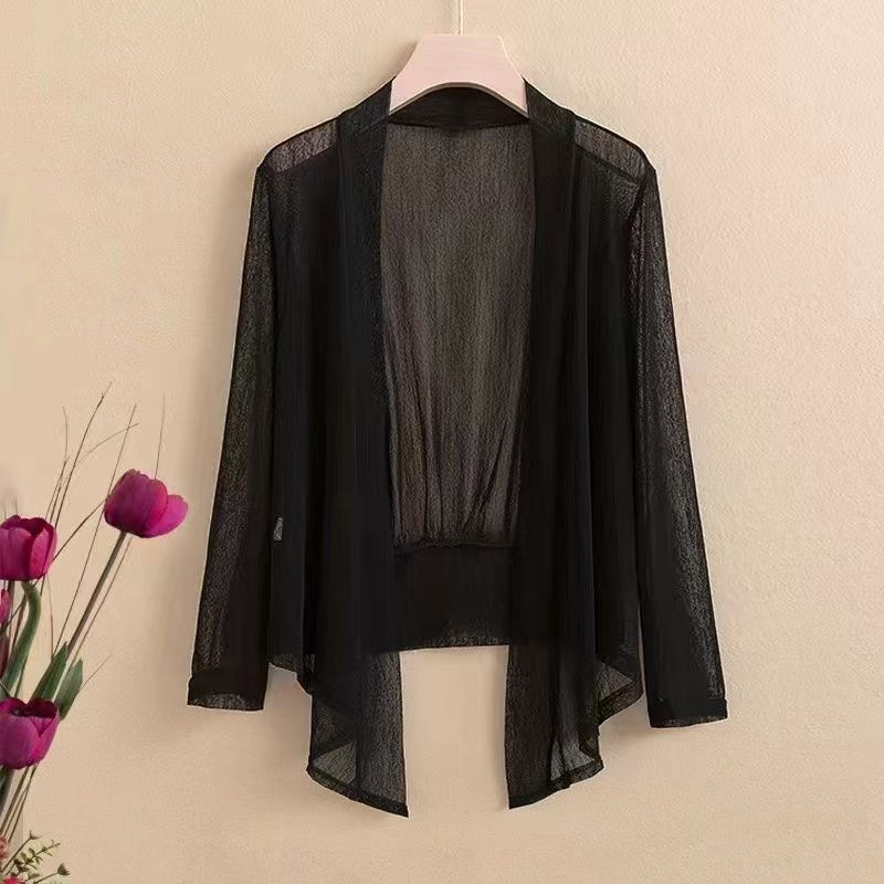 Shawl Cardigan 2025 New Summer Mesh Sun Protection Clothing Comes with Silk Scarf Buckle